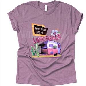 NEW WILD LUCILLE women's love shack graphic tee shirt in purple